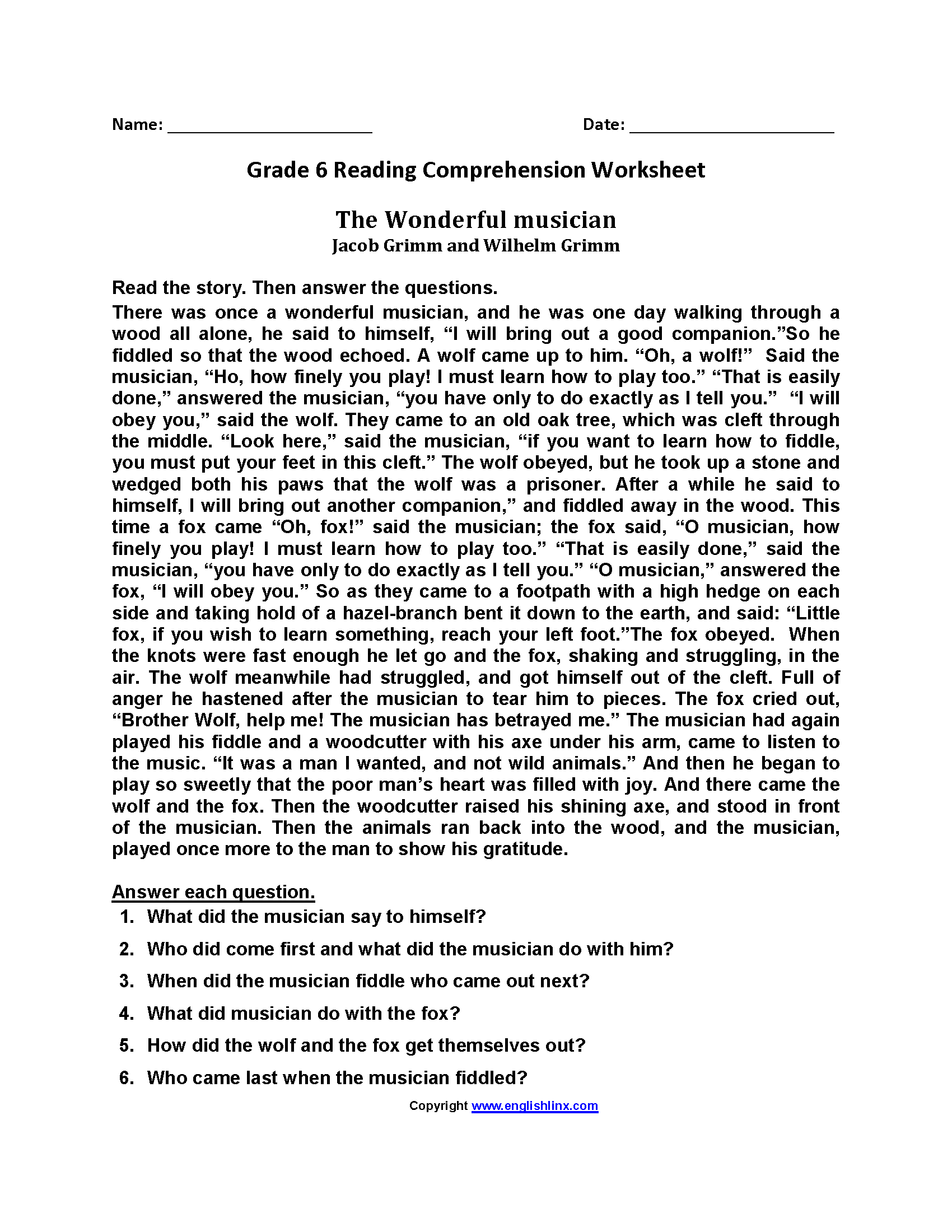 Sixth Grade Reading Worksheets Vocabulary Fluency Practice PDF Sixth Grade Reading Worksheets Vocabulary Fluency Practice PDF