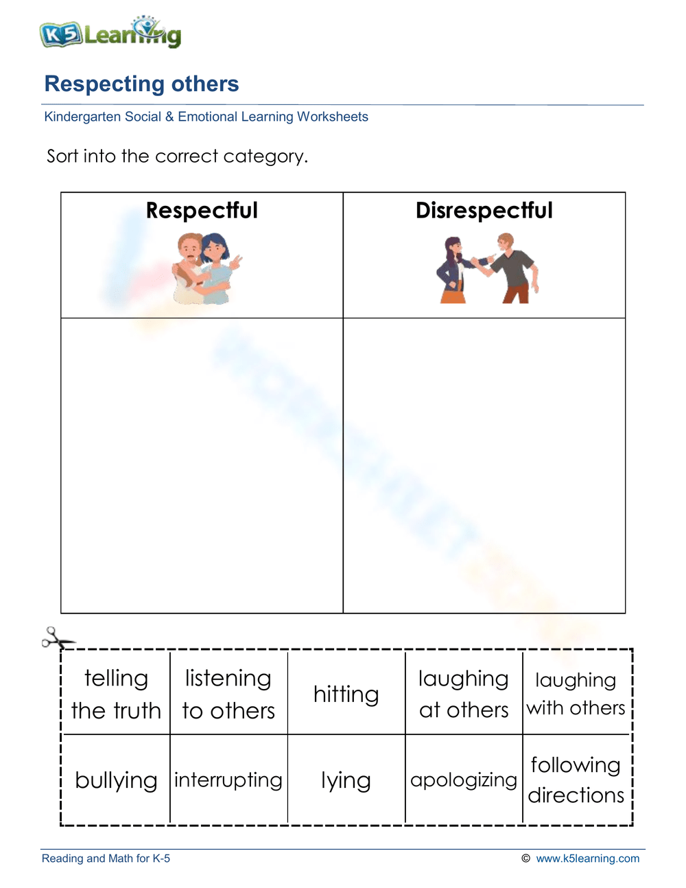 Social Skills For Kids Worksheets Printable