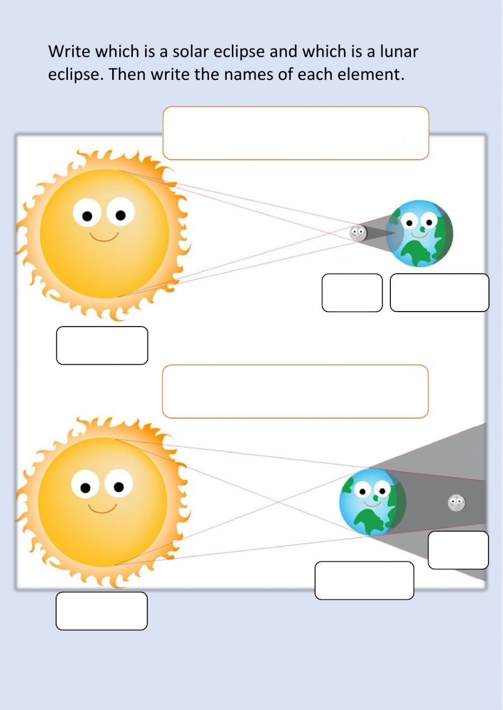 SOLAR AND LUNAR ECLIPSES Worksheet
