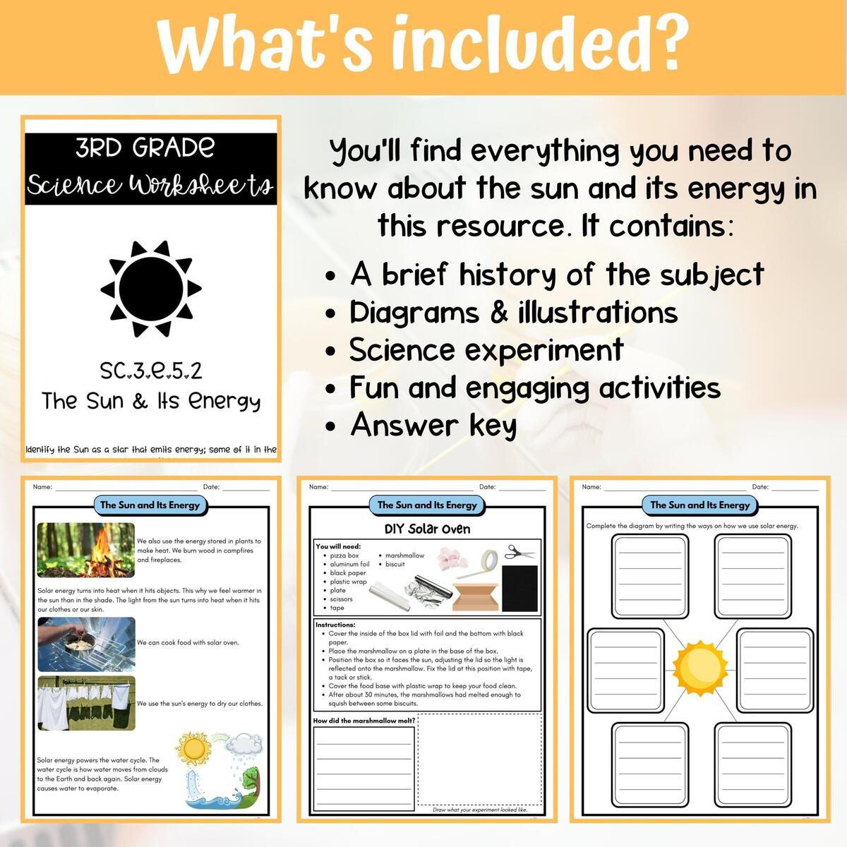 Energy From The Sun Activity Answer Key 3rd Grade Earth Space Science Classful
