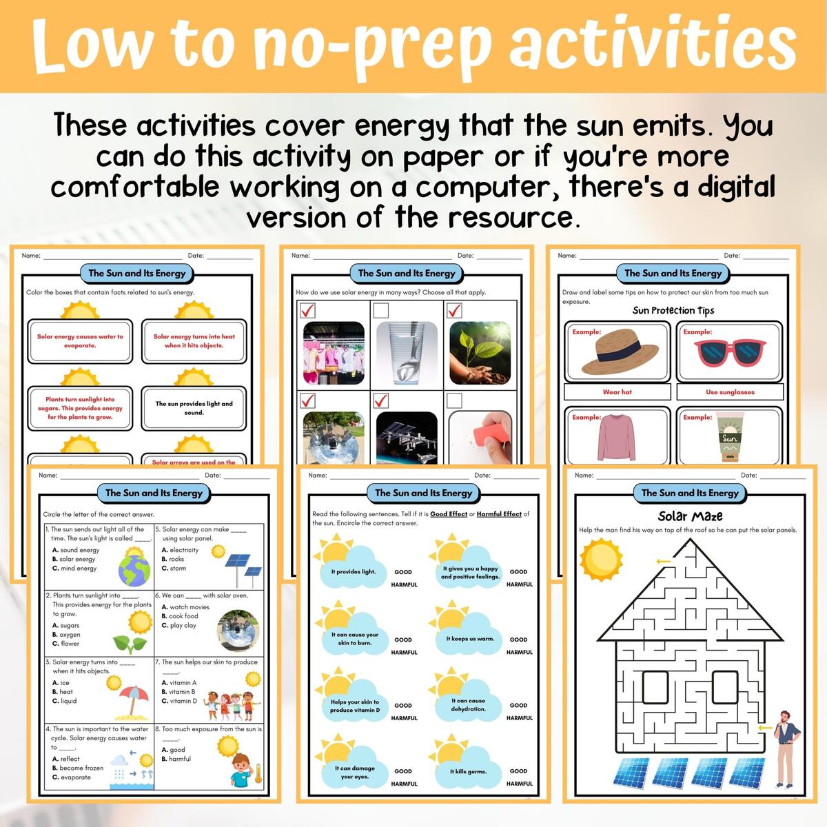 Solar Energy Activity Answer Key 3rd Grade Earth Space Science Classful