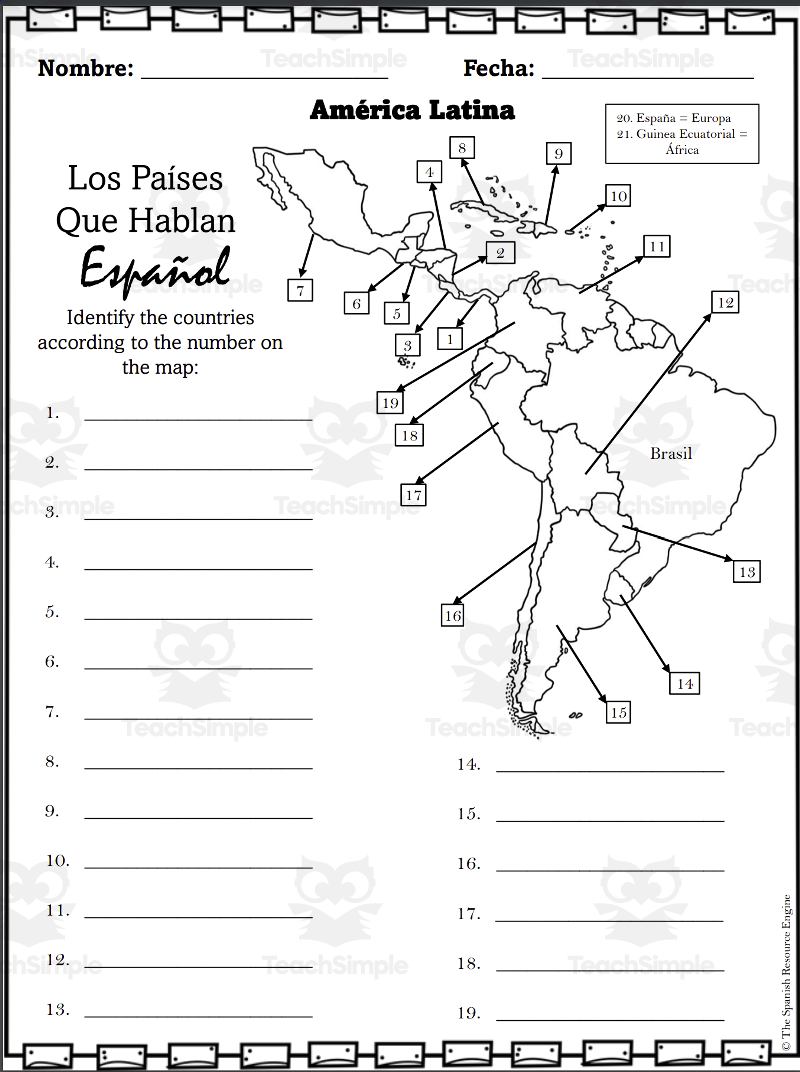 Spanish Countries And Capitals Speaking Spanish Maps By Teach Simple Spanish Coutries And Capitals Speaking Spanish By Teach Simple