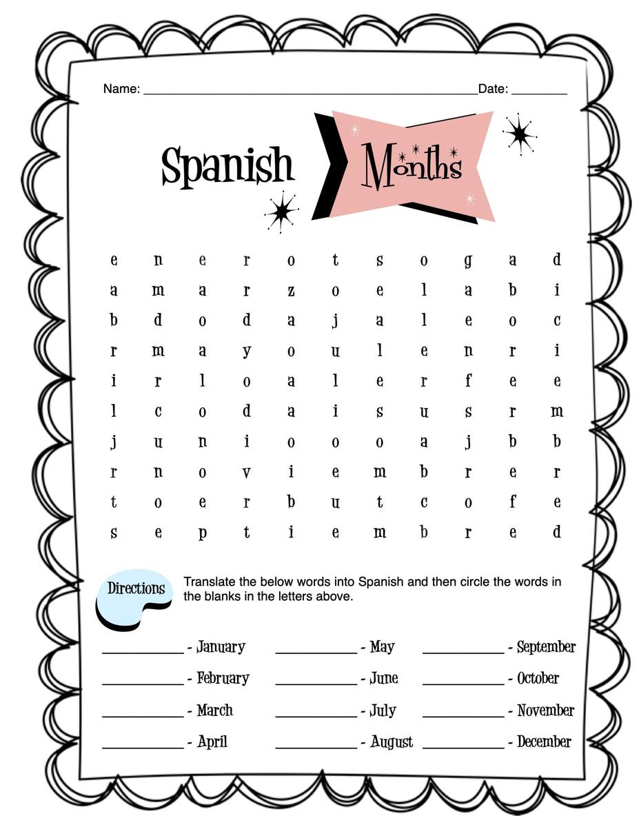 Months Of The Year Worksheets For Kids