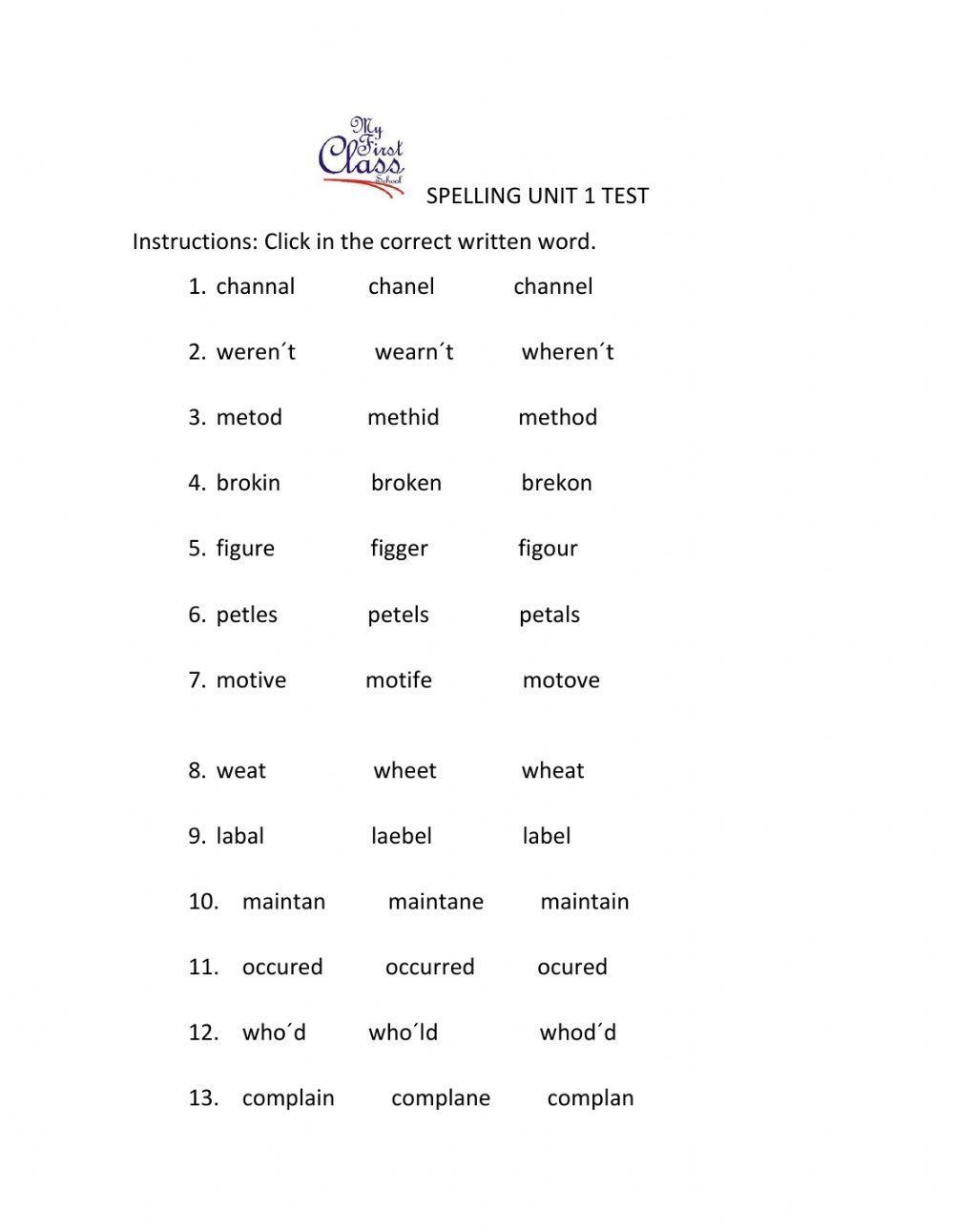 Spelling Online Worksheet For Grade 5 Worksheets Library