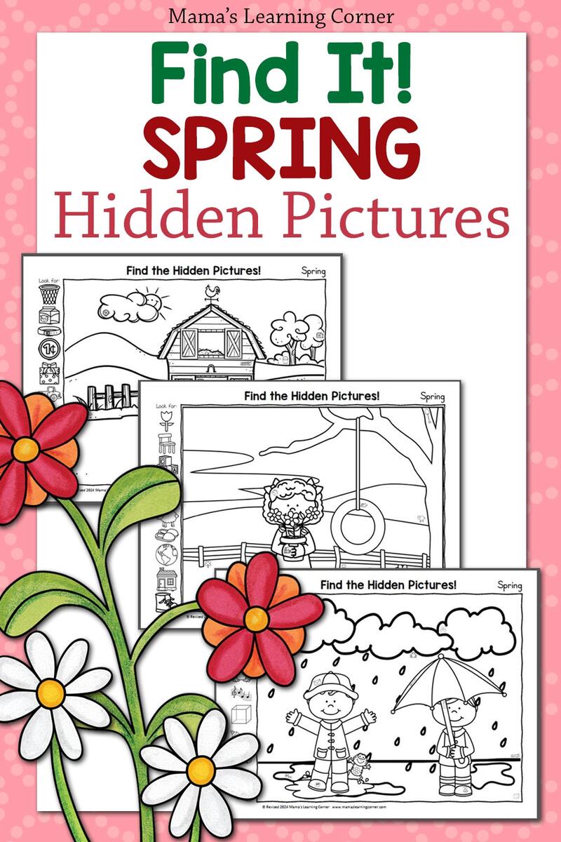 Spring Hidden Picture Printables For Kids Mamas Learning Corner Spring Worksheets Free Printables Superstar Worksheets