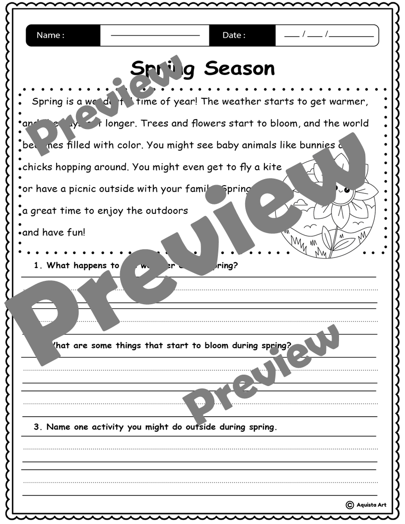 Spring Reading Comprehension Worksheets Made By Teachers Spring Reading Comprehension Passages 2nd Grade Editable Activitie Worksheets Made By Teachers