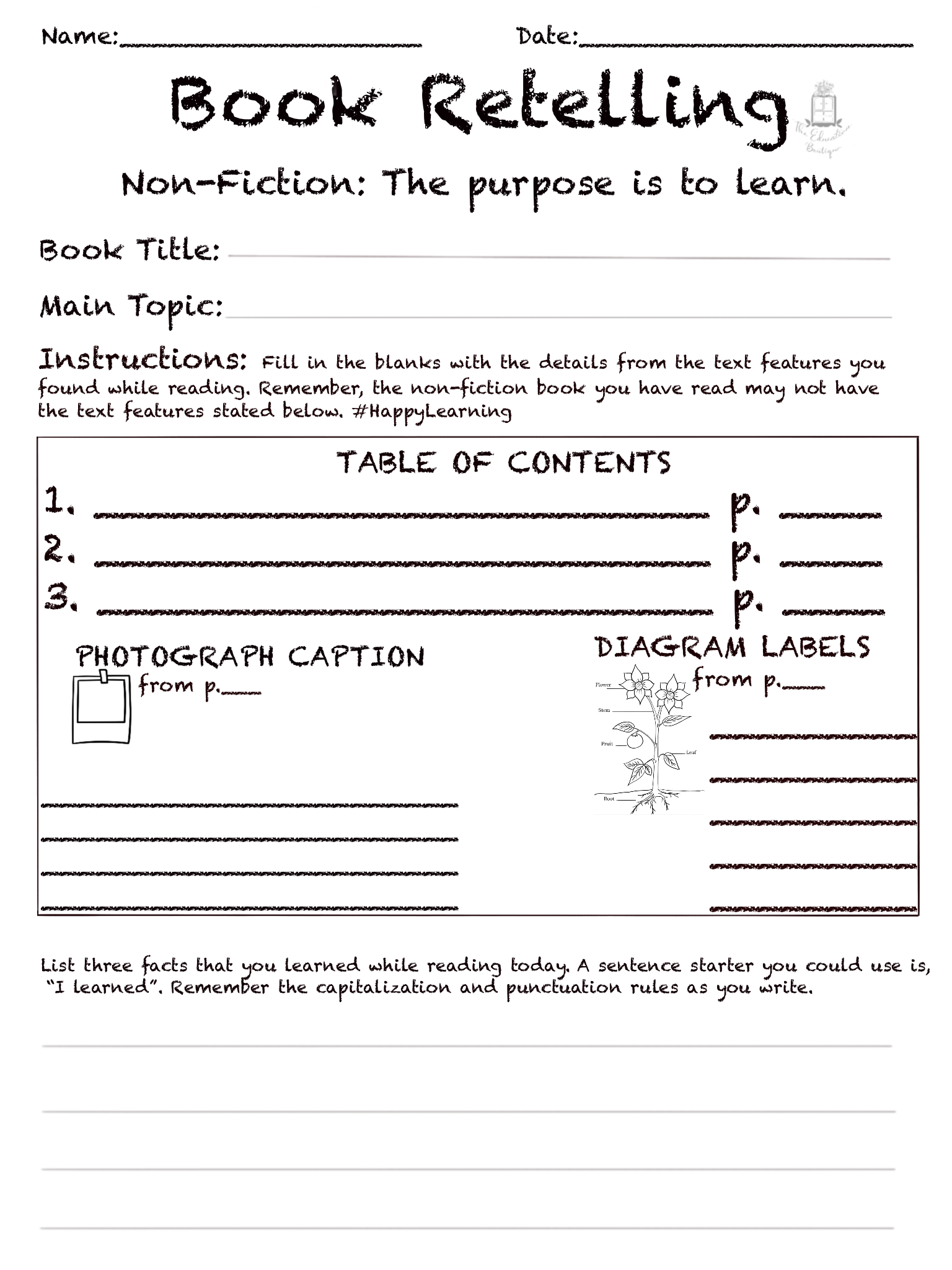 Story Retelling Worksheet Fiction Classful Printable Retelling A Story Worksheets