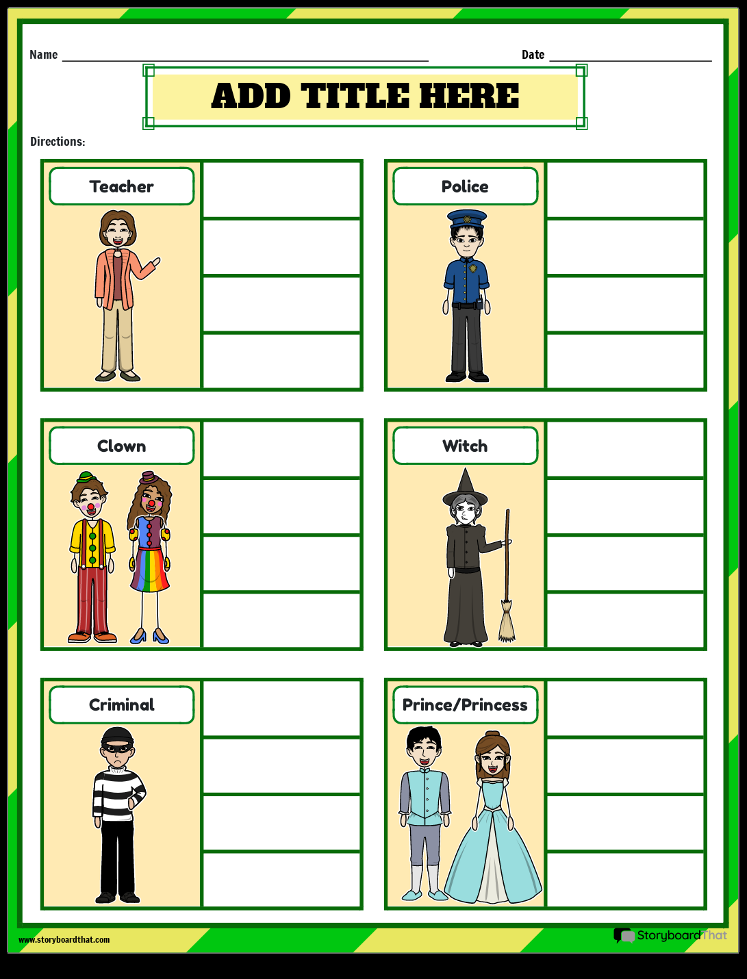 Storyboard That Character Traits Worksheets For Students