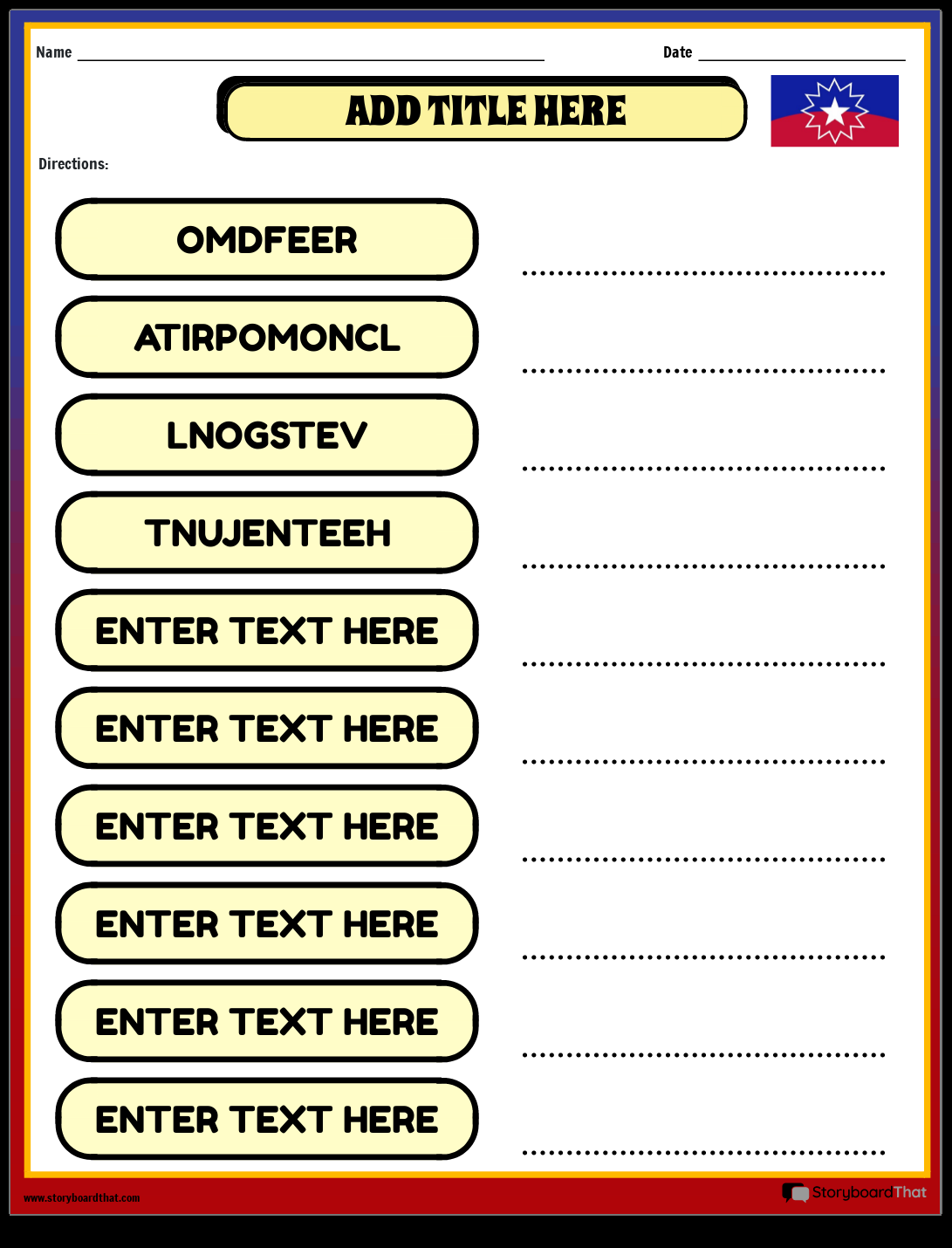 Storyboard That Free Juneteenth Worksheets For Kindergarten And Up