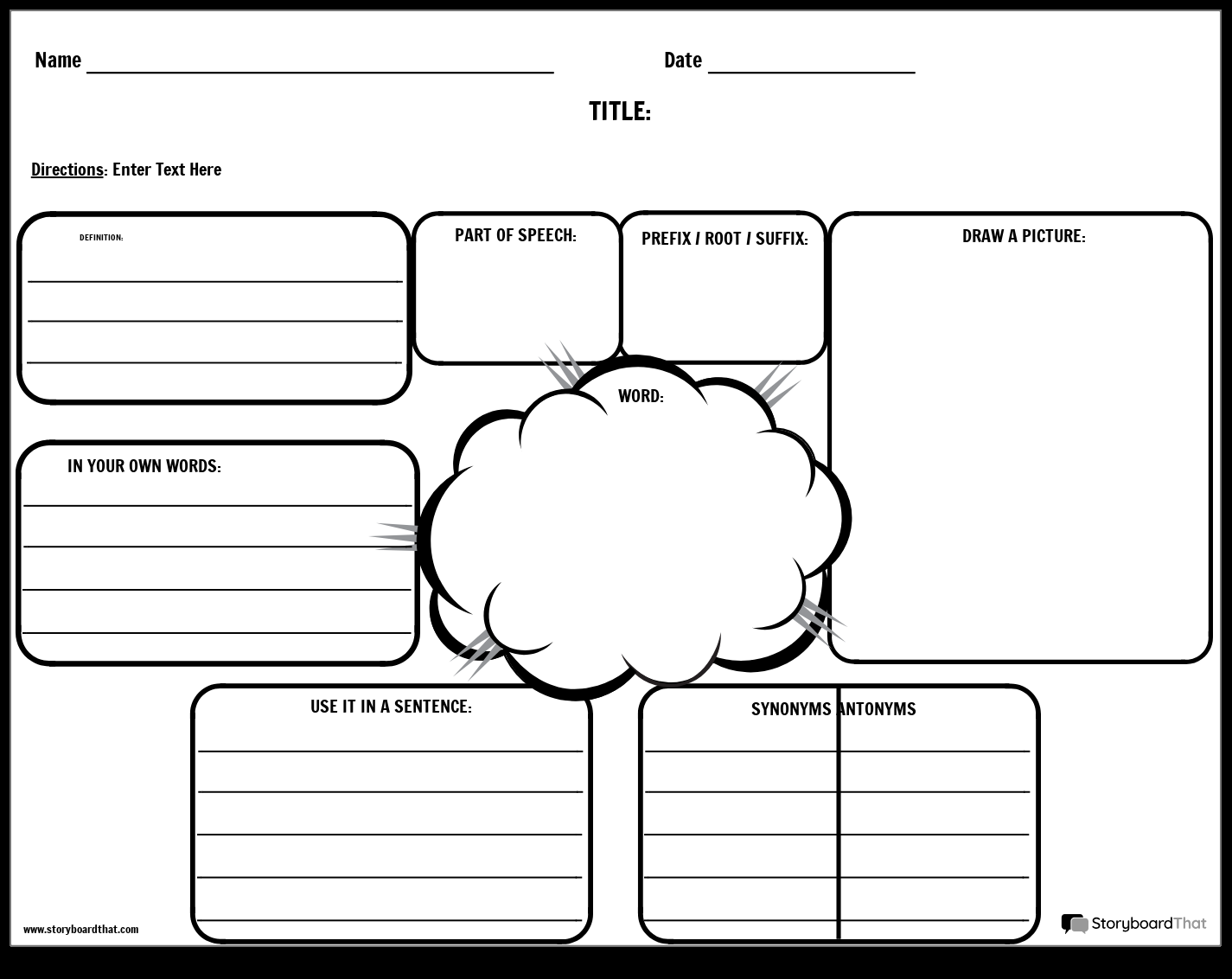 Free Definition Worksheet Templates By Storyboard That
