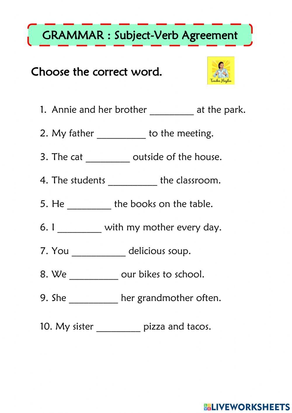 Subject Verb Agreement Worksheet For Year 6 Worksheets Library Subject Verb Agreement Worksheets And Task Cards For 5th And 6th Grade By Teach Simple