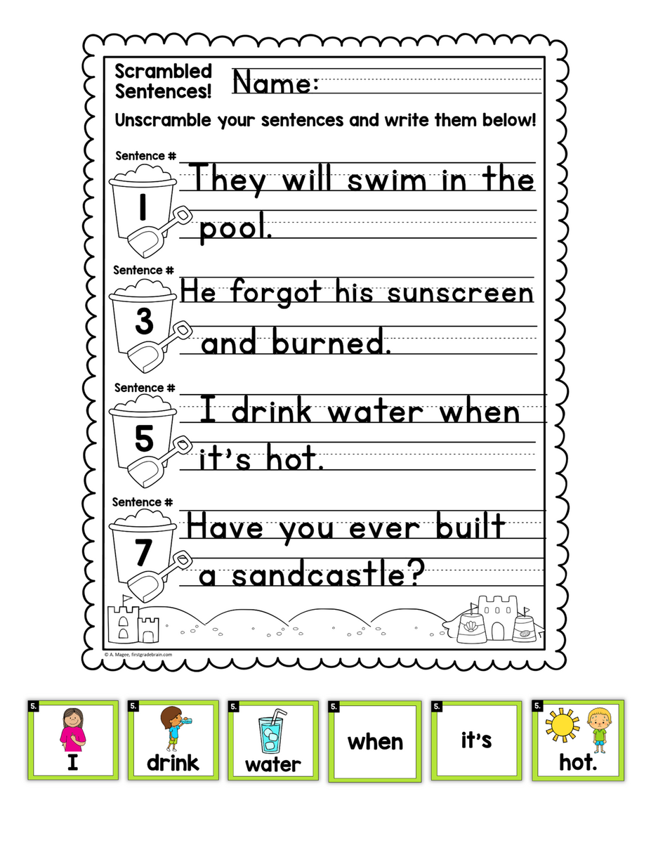 Summer Scrambled Sentences Center Made By Teachers