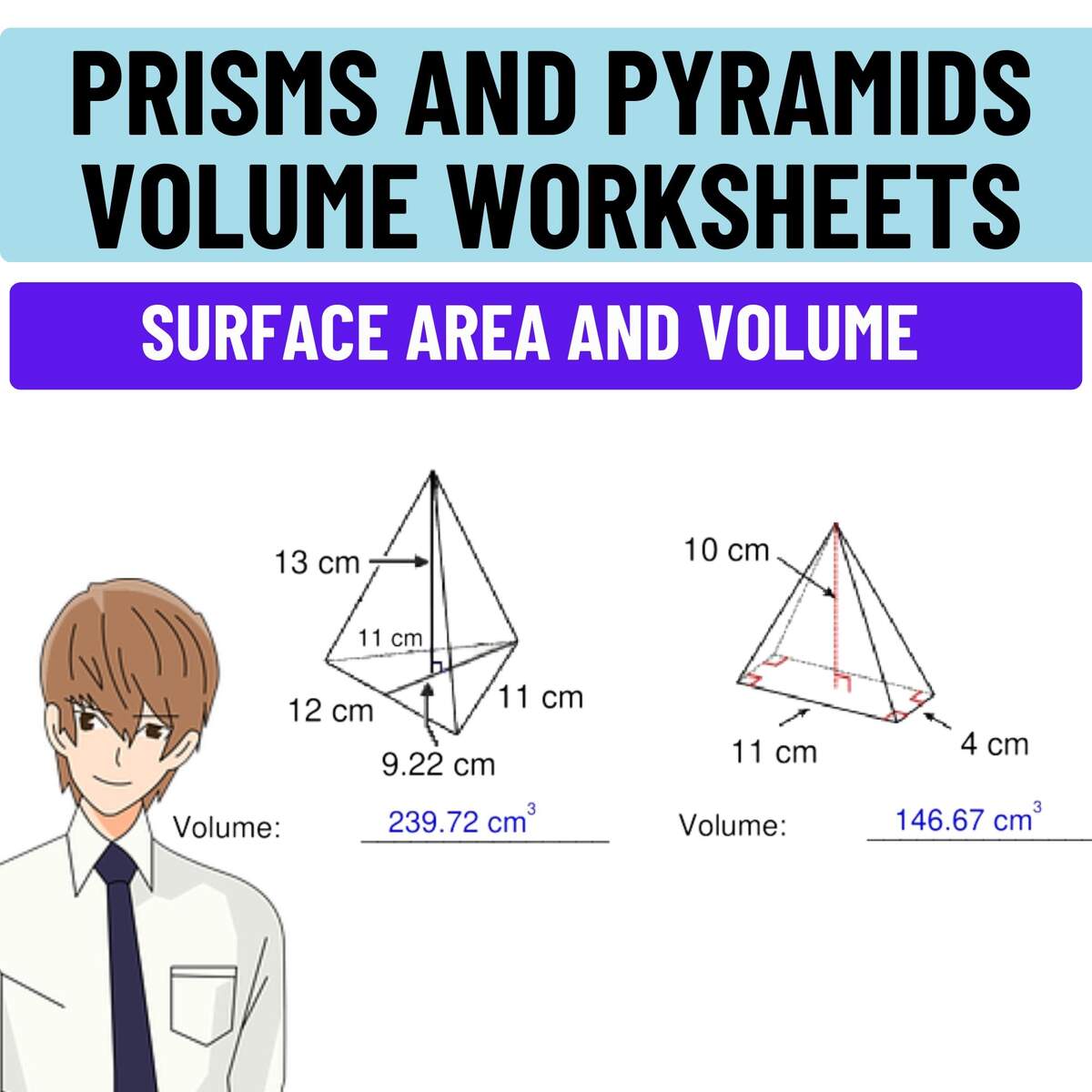 Surface Area And Volume Prisms And Pyramids Volume Worksheets Made By Teachers
