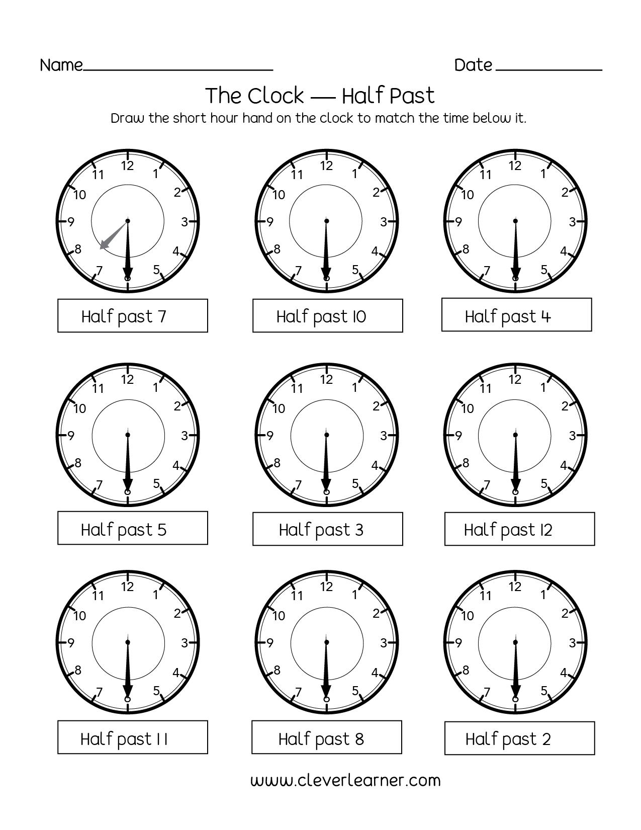 Telling Time Half Past The Hour Worksheets For 1st And 2nd Graders Telling Time Half Past The Hour Worksheets For 1st And 2nd Graders