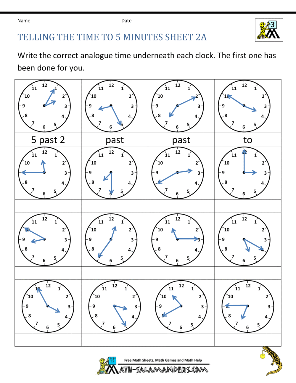 Telling Time To The Nearest 5 Minutes No Prep Worksheets Made By Teachers