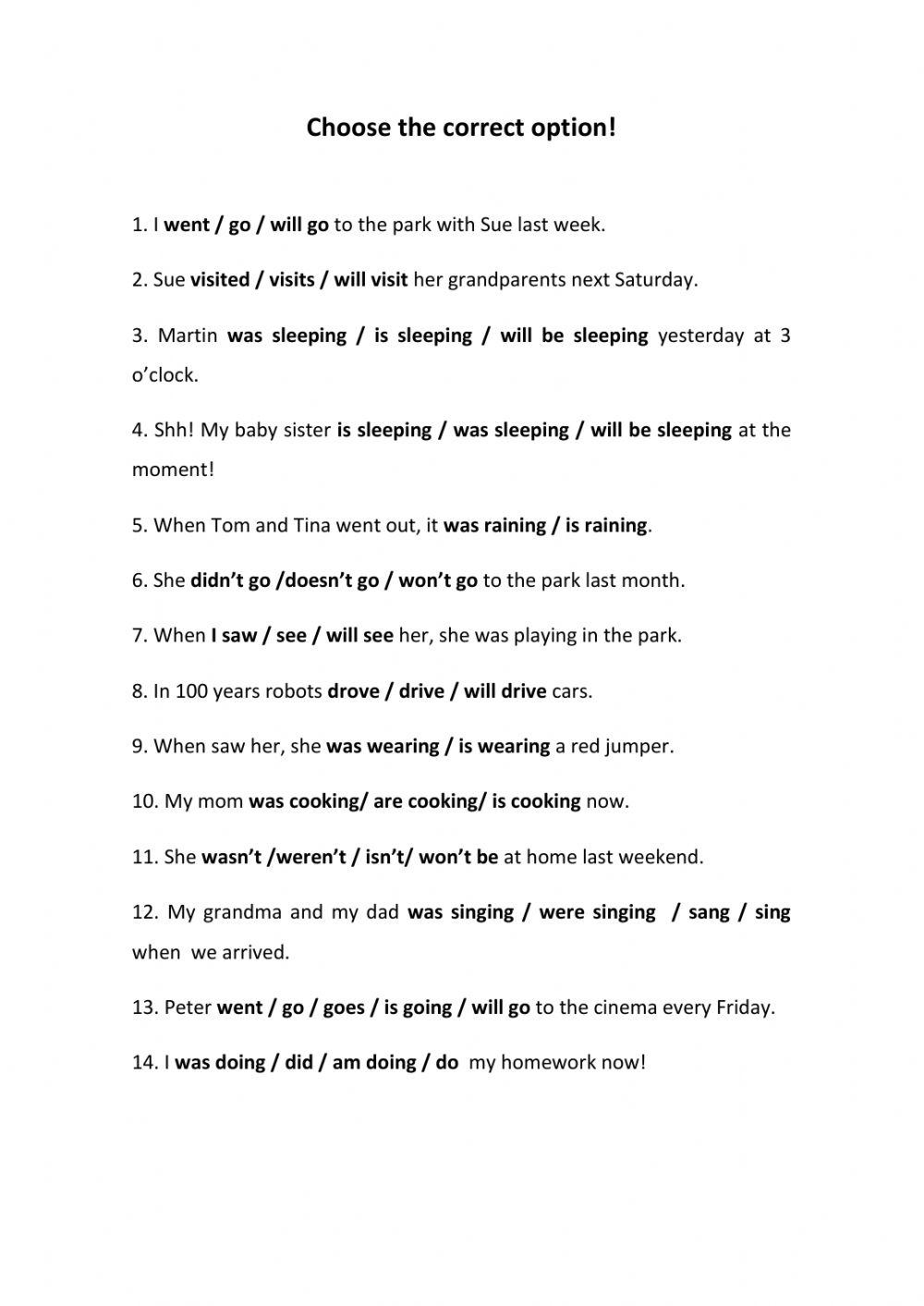 Verbs Worksheets Verbs Tenses Worksheets