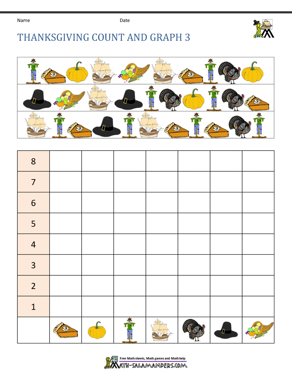 Math Thanksgiving Worksheets PDF Free Download