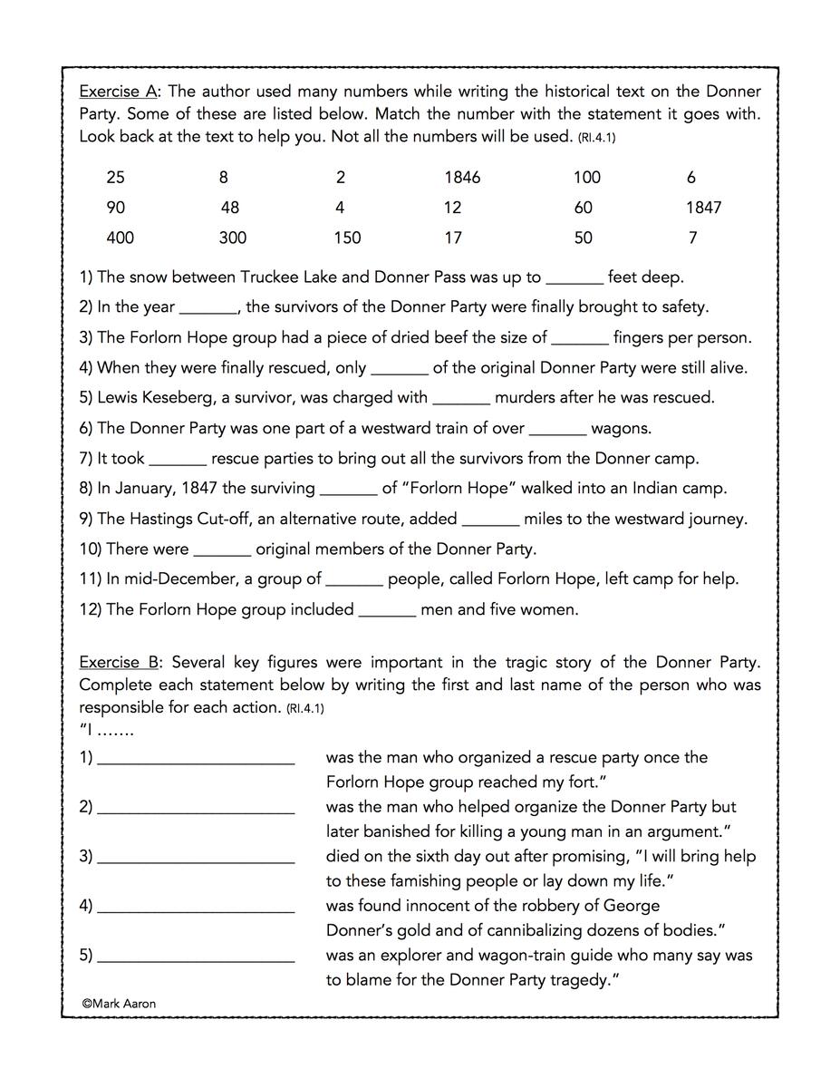 The Donner Party Reading Comprehension Passage And Assessment Classful The Donner Party Reading Comprehension Passage And Assessment Classful
