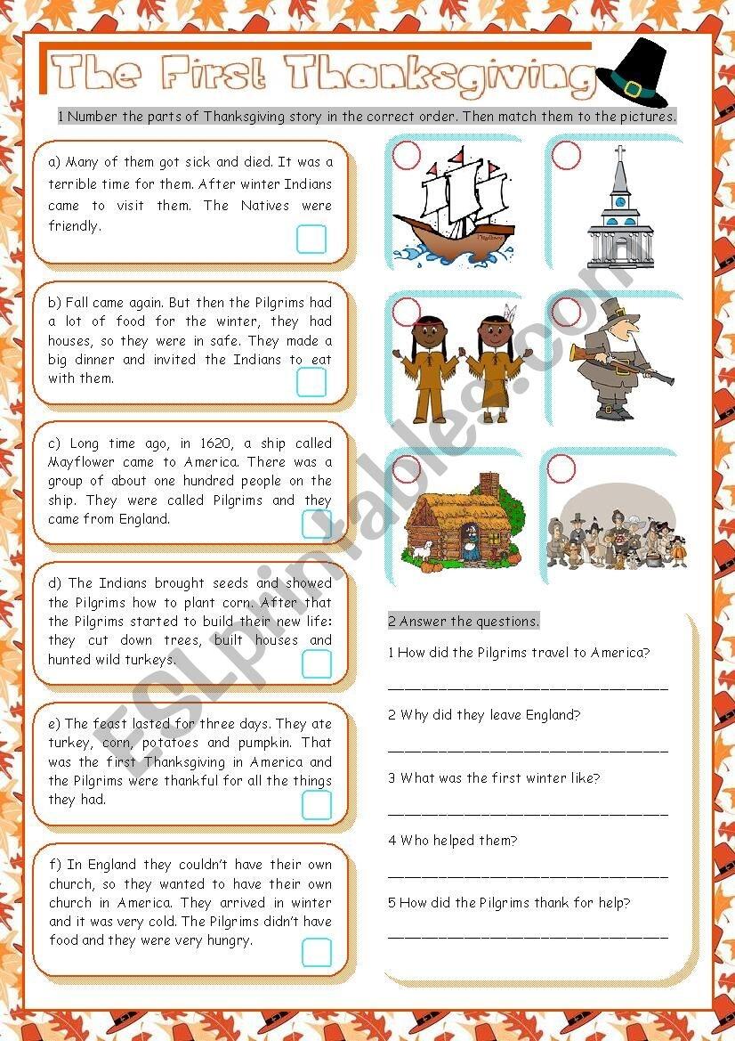 Pilgrims At Plymouth Thanksgiving Worksheets For 2nd 5th Graders Mamas Learning Corner