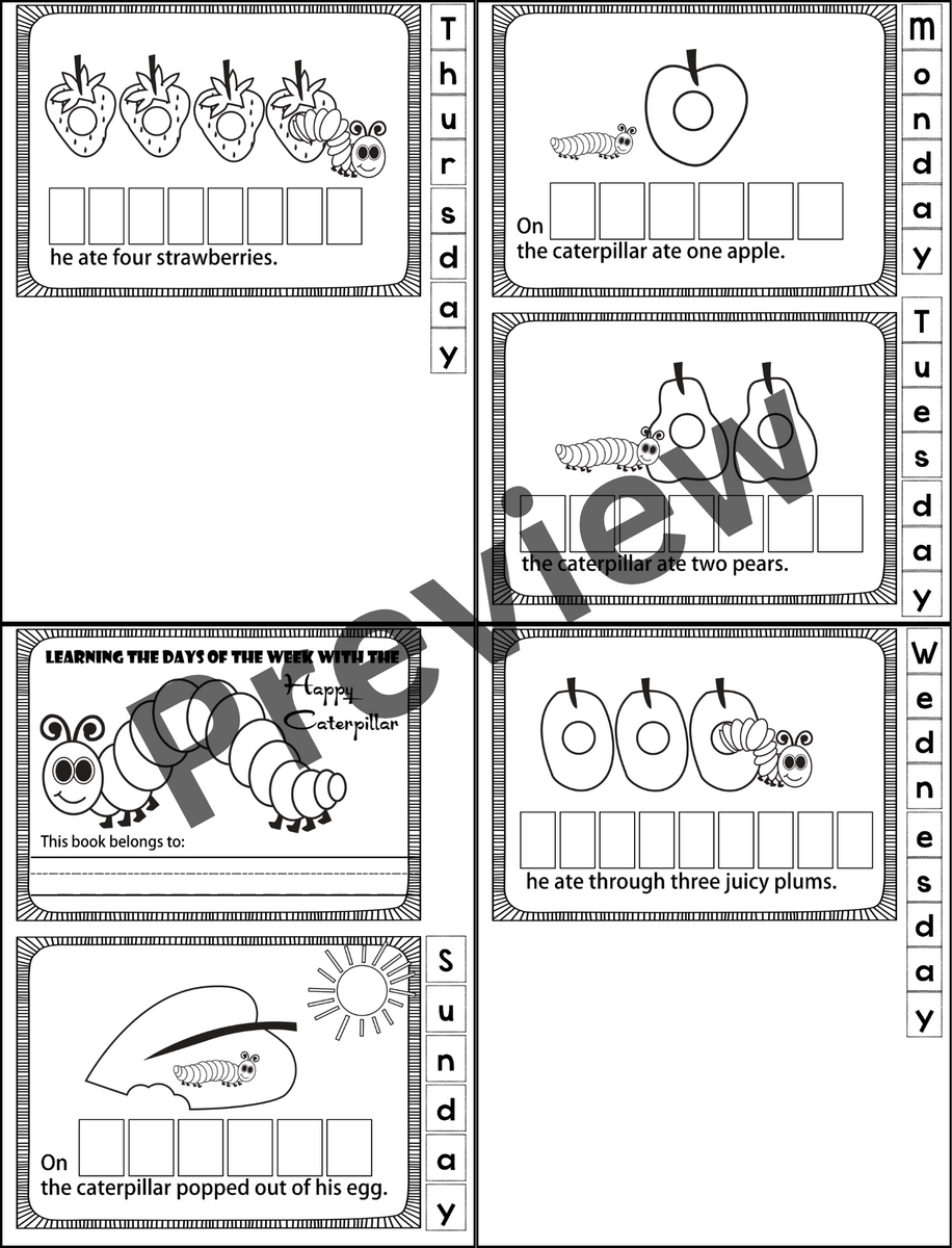 The Very Hungry Caterpillar Days Of The Week Worksheets Spring Activities Made By Teachers