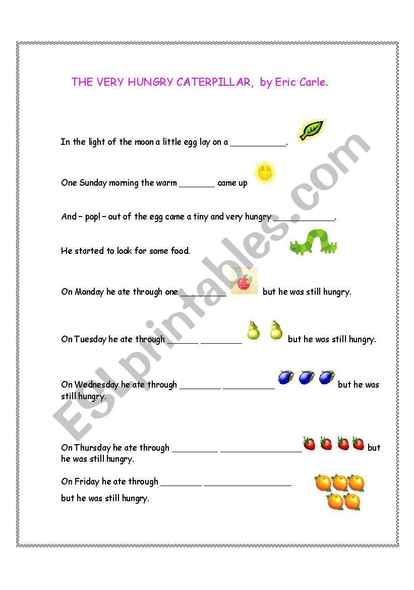 English For Kids Step By Step The Very Hungry Caterpillar Activities