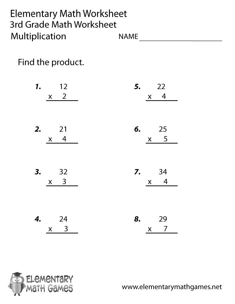 Third Grade Multiplication Worksheet Third Grade Multiplication Worksheet