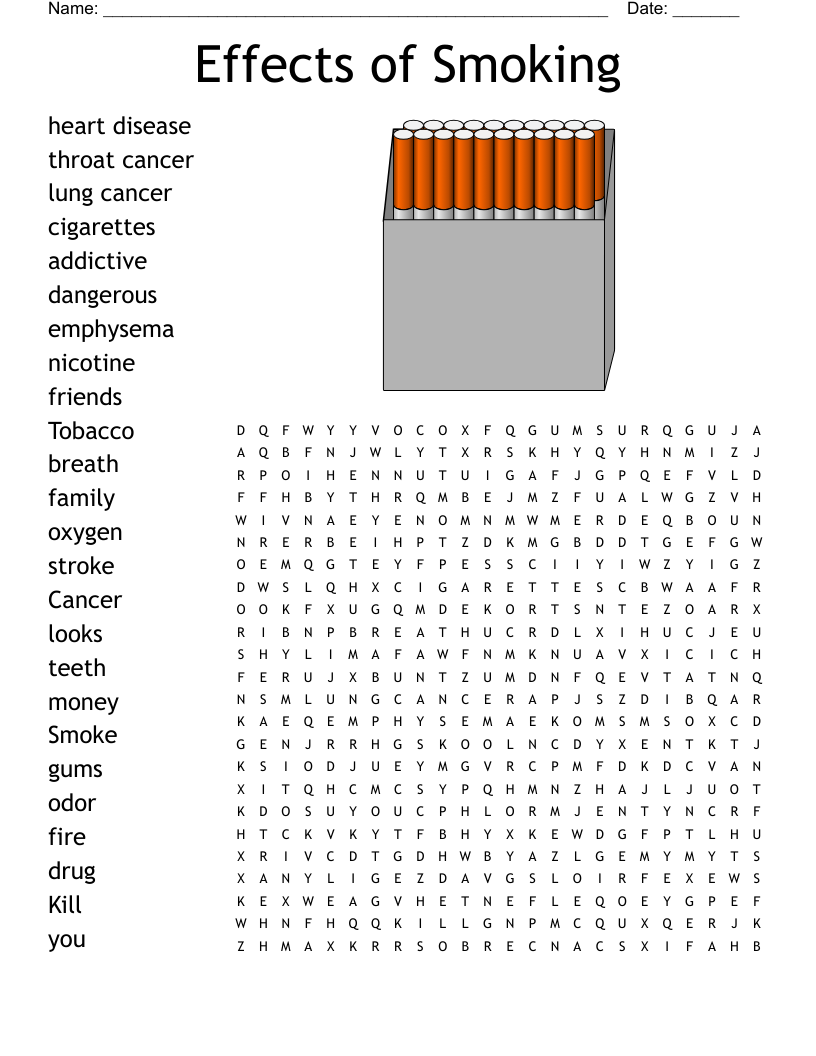 Tobacco Teaser Worksheet WordMint