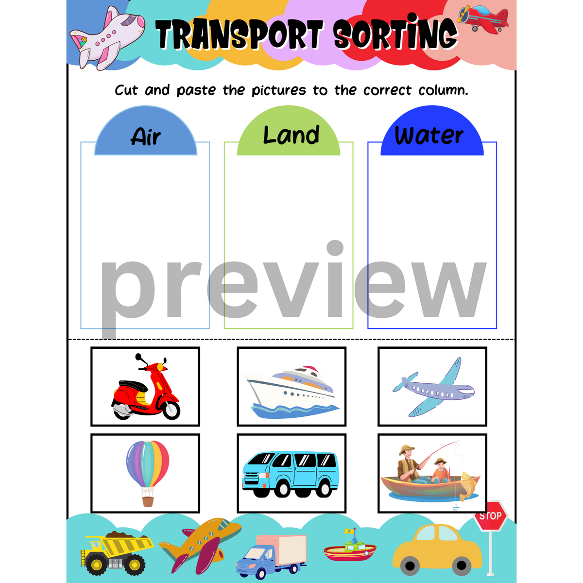 Transportation Activities Air Land Water Transportation Activity For Kids Made By Teachers