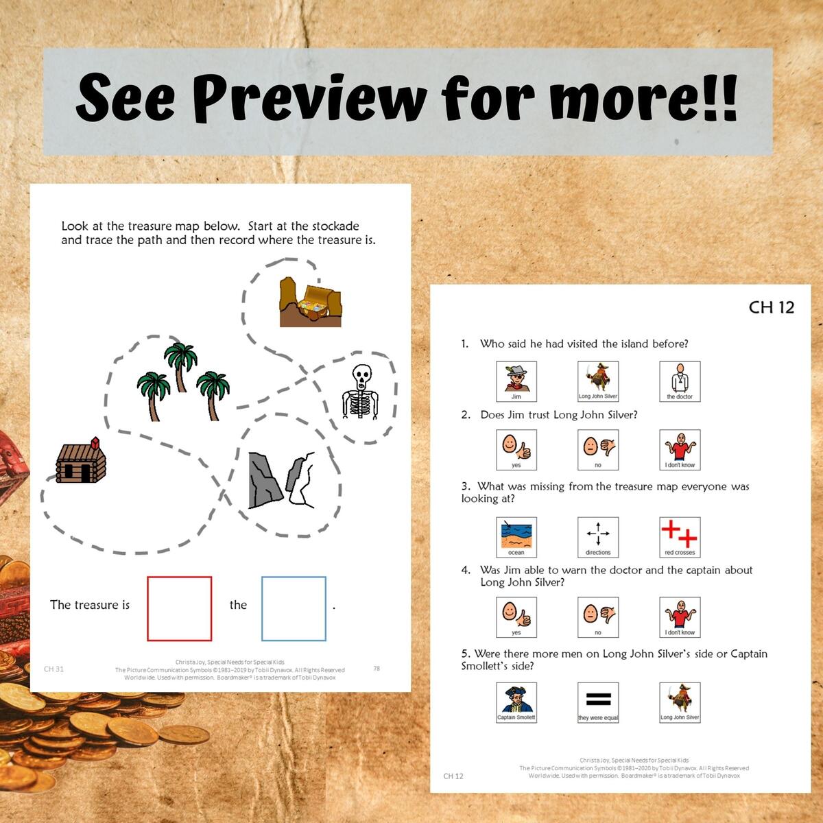 Treasure Island Novel Study For Special Education With Chapter Questions Special Needs For Special Kids