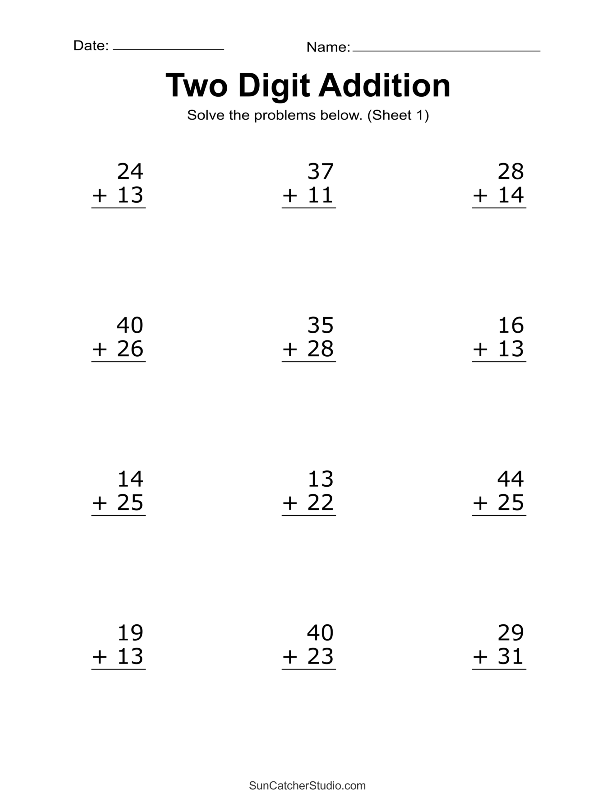 Two Digit Addition Worksheets Printable 2 Digit Problems Free Printables Lettering SVG Files Tools Apps Page 4 Free Printable 2nd Grade Math Worksheets Canva