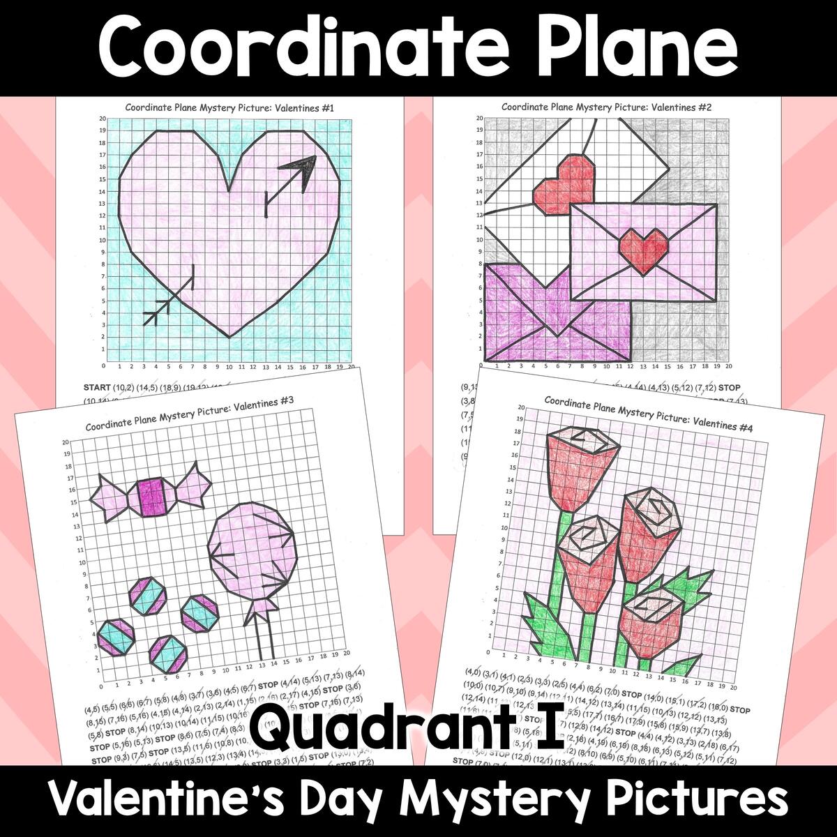 Valentine S Day Coordinate Plane Mystery Graphing Pictures In Quadrant I Made By Teachers Coordinate Graphing Or Draw By Coordinates Math Worksheet With Valentine S Day Mystery Picture Stock Vector Illustration Of Mystery Coordinate 172359374