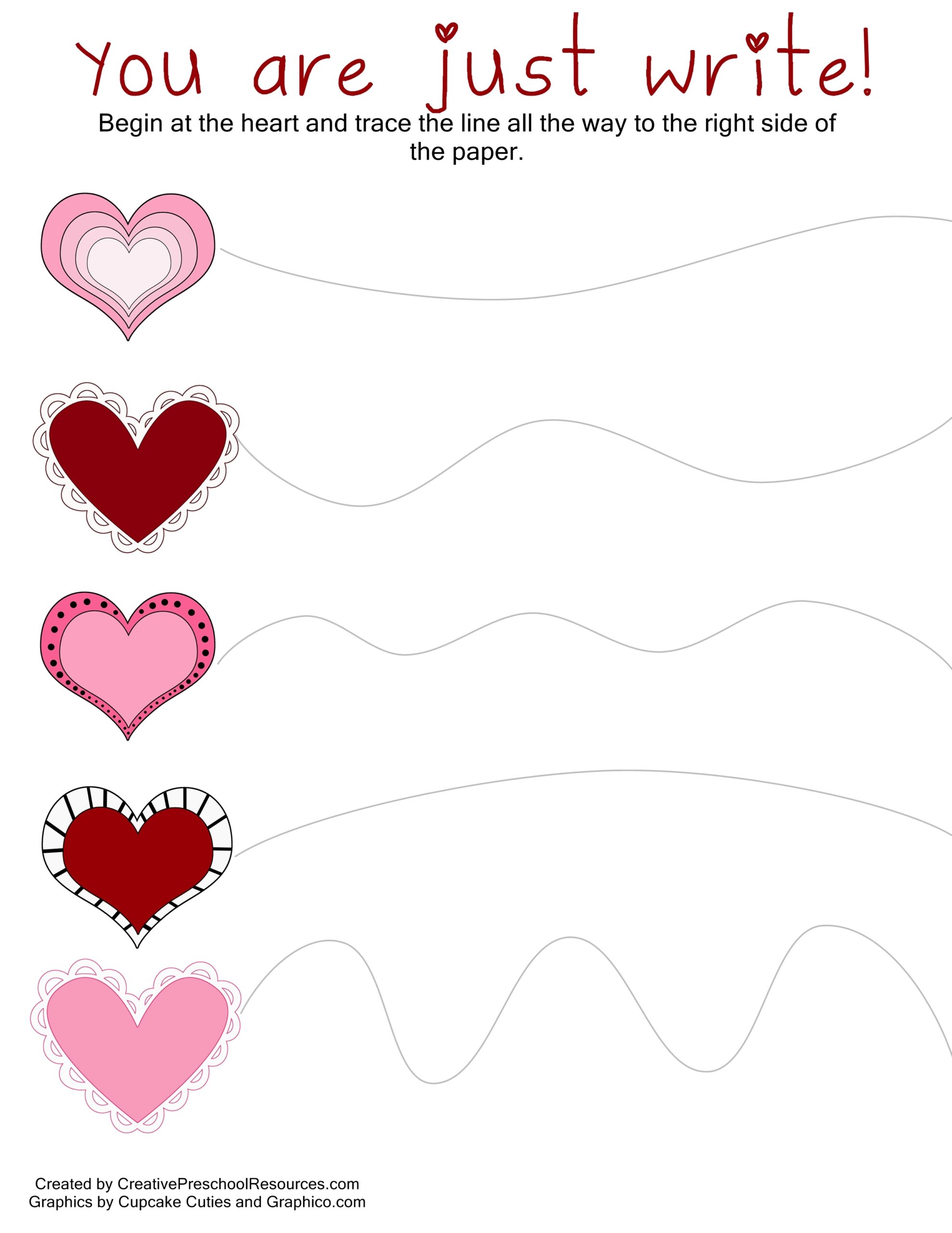 Valentine Trace Cut Printables Creative Preschool Resources Valentine S Day Worksheets For Preschool Or Kindergarten Mom Life Made Easy