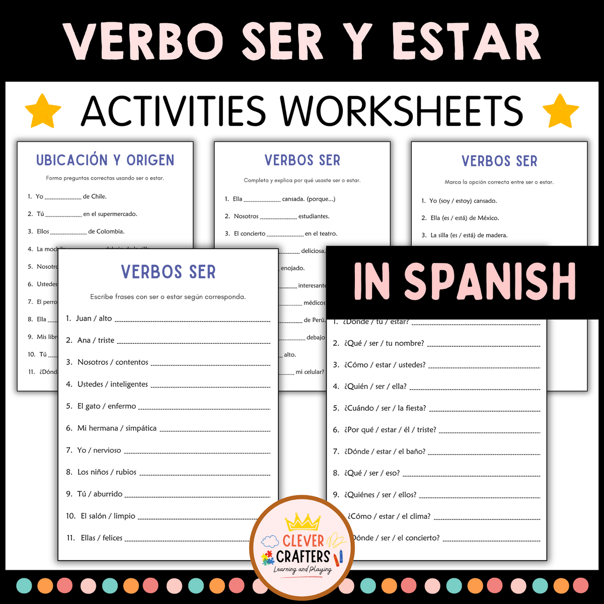 Verbo Ser Y Estar Actividades Verb To Be Grammar Worksheets In Spanish Made By Teachers Verbo Ser Y Estar Actividades Verb To Be Grammar Worksheets In Spanish Made By Teachers