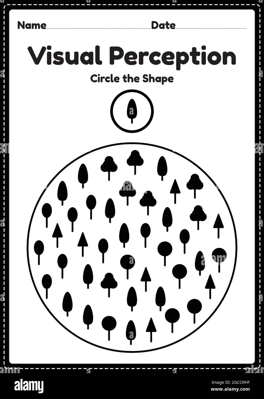 Visual Perceptual Activity Skills Shapes Worksheet For Preschool And Kindergarten Kids That Helps Develop Eyes And Brain Activities Stock Vector Image Art Alamy