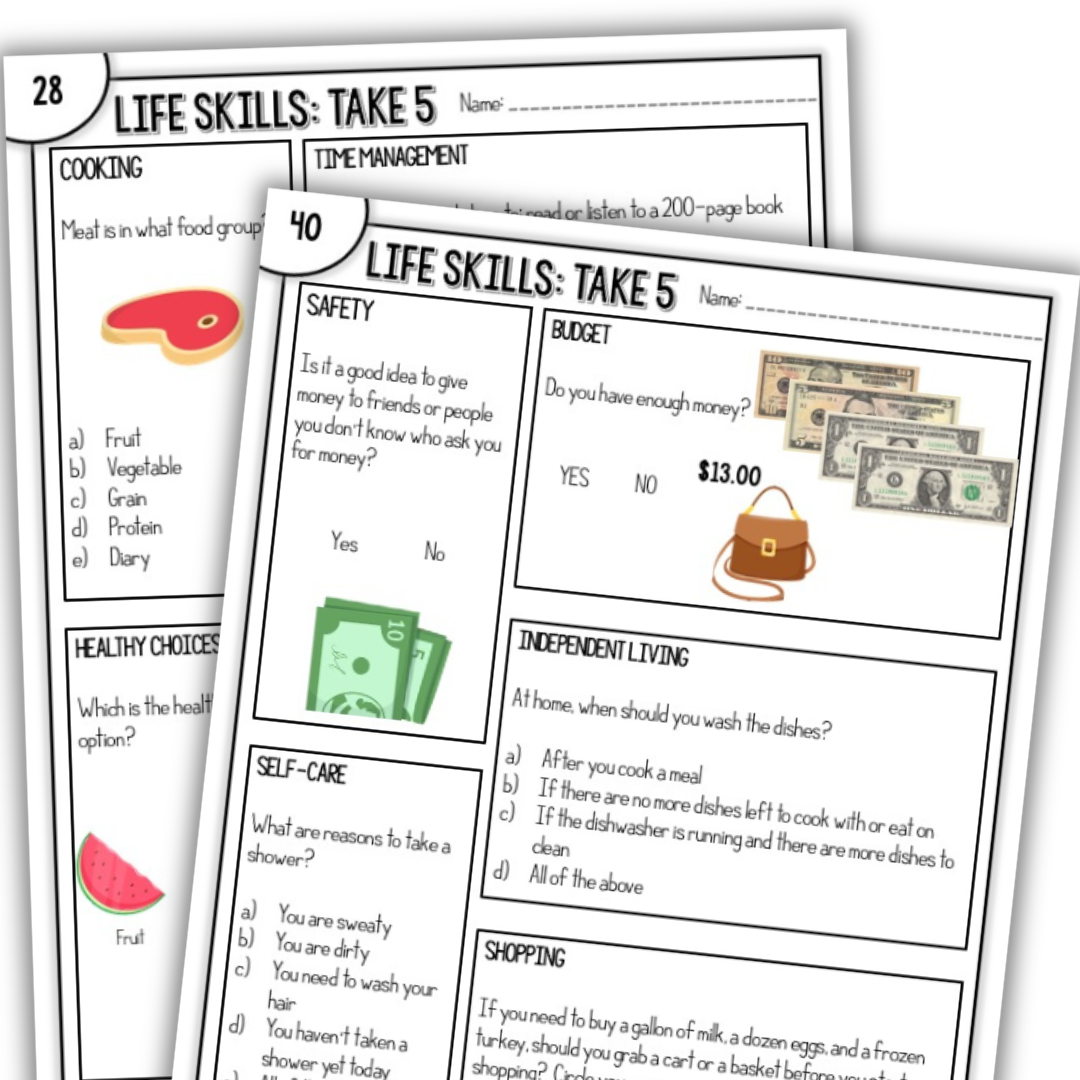 Free Printable Life Skills Worksheets Special Education Worksheets Library