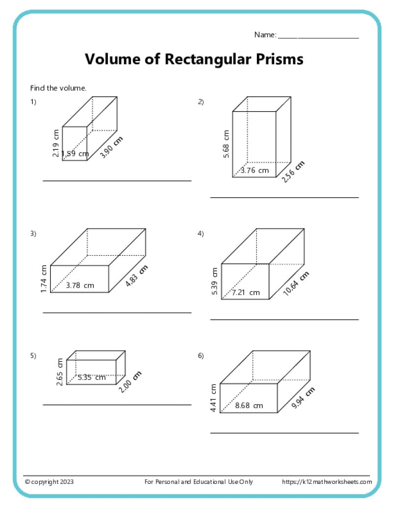 Geometry Rectangular Prisms Volume And Surface Area Worksheets Made By Teachers