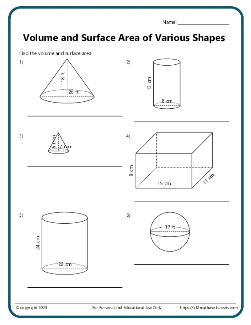 Free Volume Of Cylinder Cones And Spheres Worksheet Download Free Volume Of Cylinder Cones And Spheres Worksheet Png Images Free Worksheets On Clipart Library