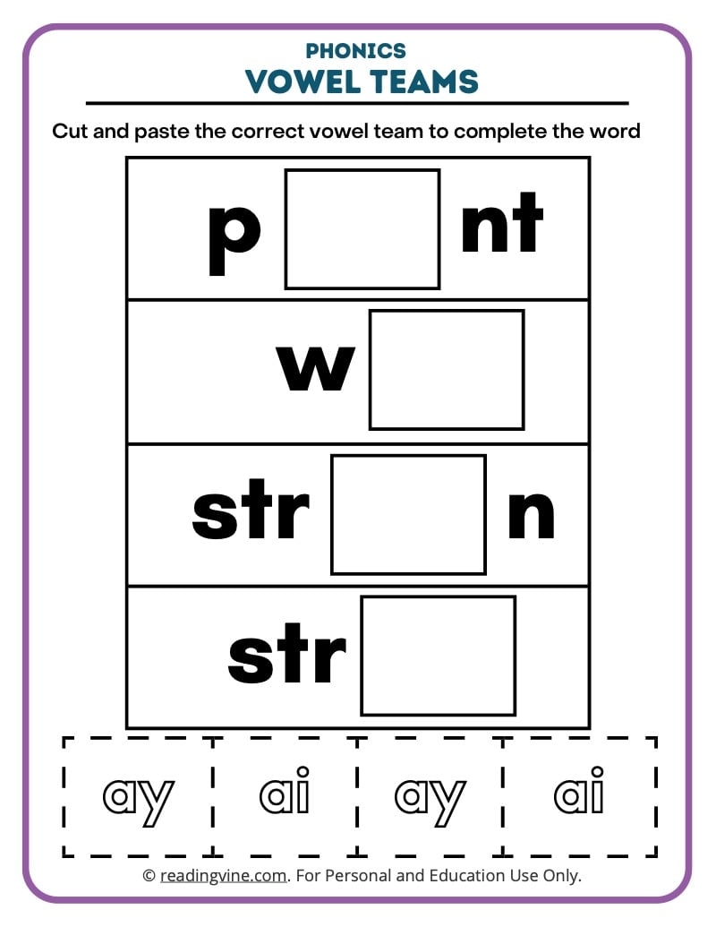 Vowel Teams Worksheets EE And EA Worksheet Practice Sheets For Mastering Vowel Digraphs