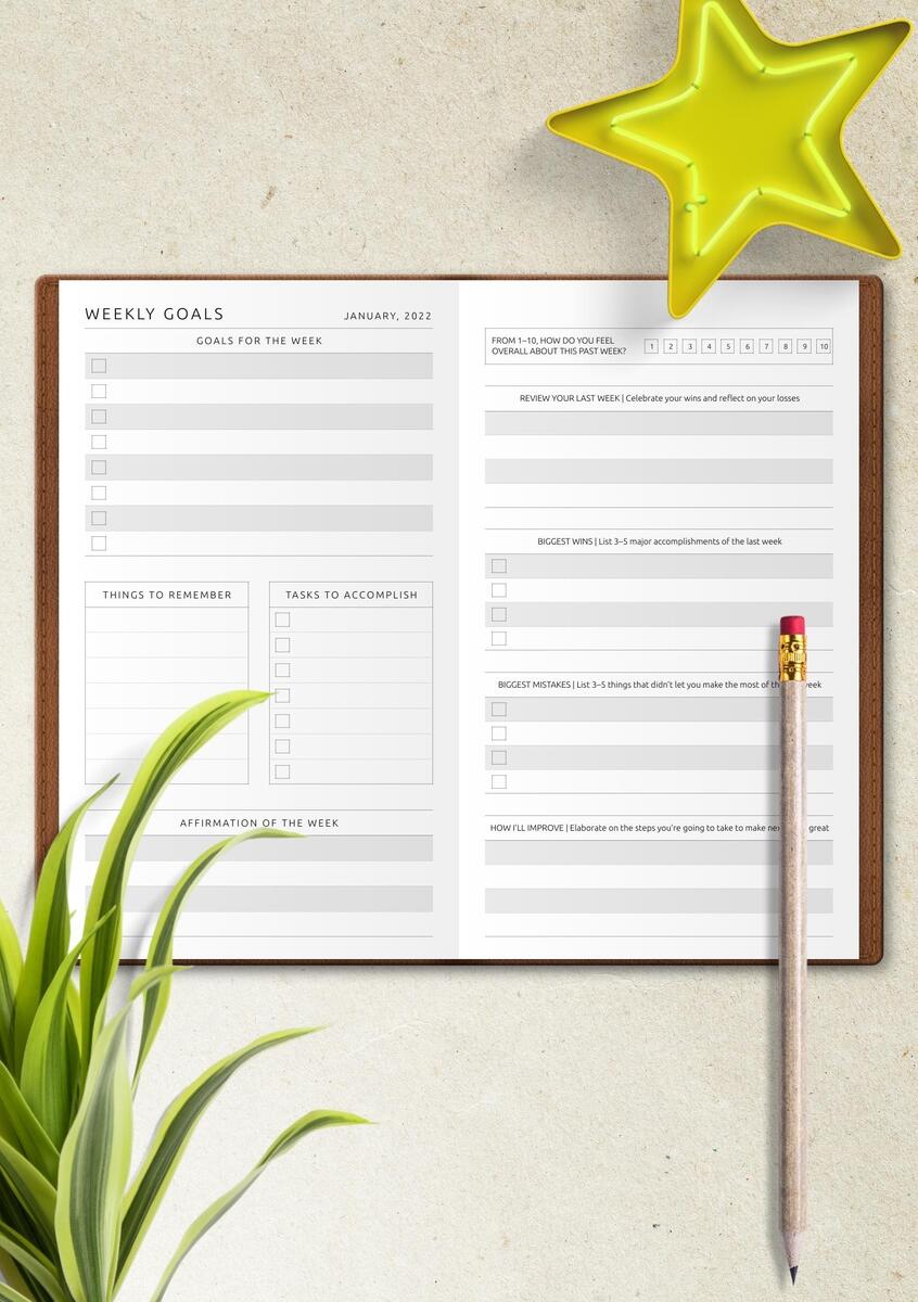 Weekly Goals Review Template Plan Reflect Improve Weekly Goals Review Template Plan Reflect Improve