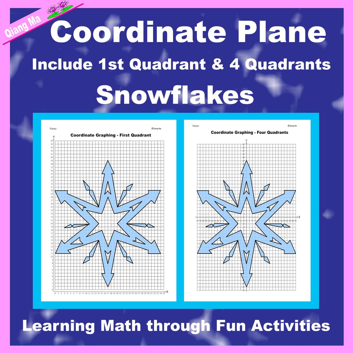 Winter Coordinate Plane Graphing Picture Snowflakes 4 Made By Teachers Winter Symmetry And Reflection Coordinate Plane Mystery Graphing Picture Made By Teachers