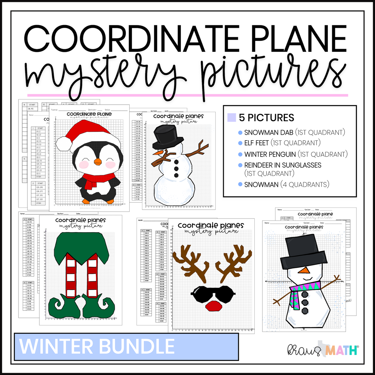 Winter Holiday Bundle 1 Coordinate Plane Activity Kraus Math Worksheets Library Winter Holiday Bundle 1 Coordinate Plane Activity Kraus Math Worksheets Library