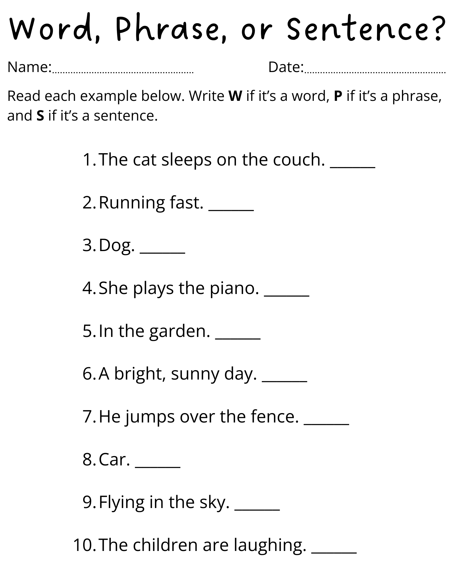 Word Phrase Sentence Worksheet For Grade 2 Made By Teachers Word Phrase Sentence Worksheet For Grade 2 Made By Teachers