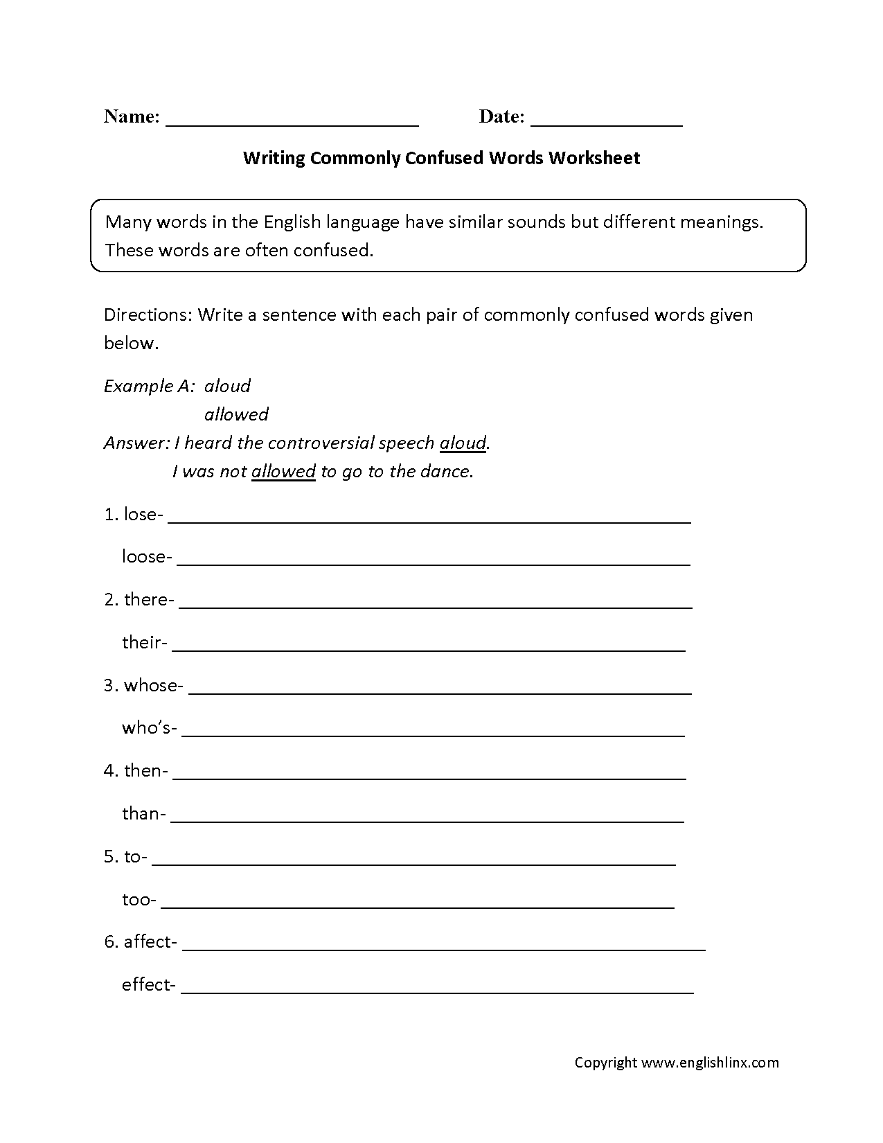 Word Usage Worksheets Commonly Confused Words Worksheets Often Confused Words PORTALLAS