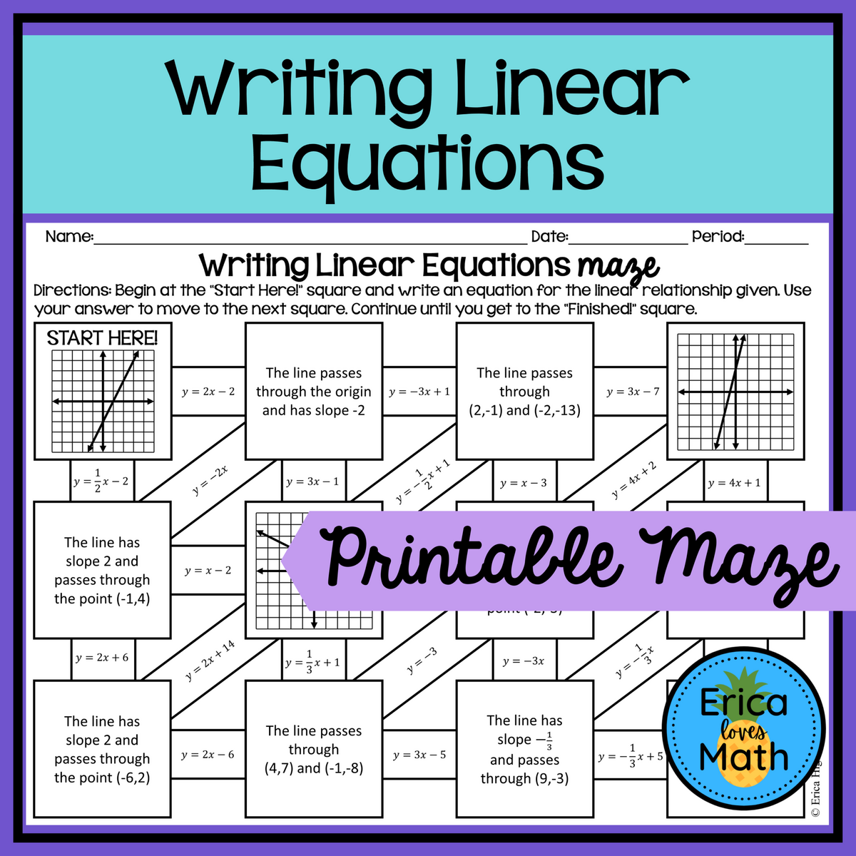 Linear Equations Crossword WordMint