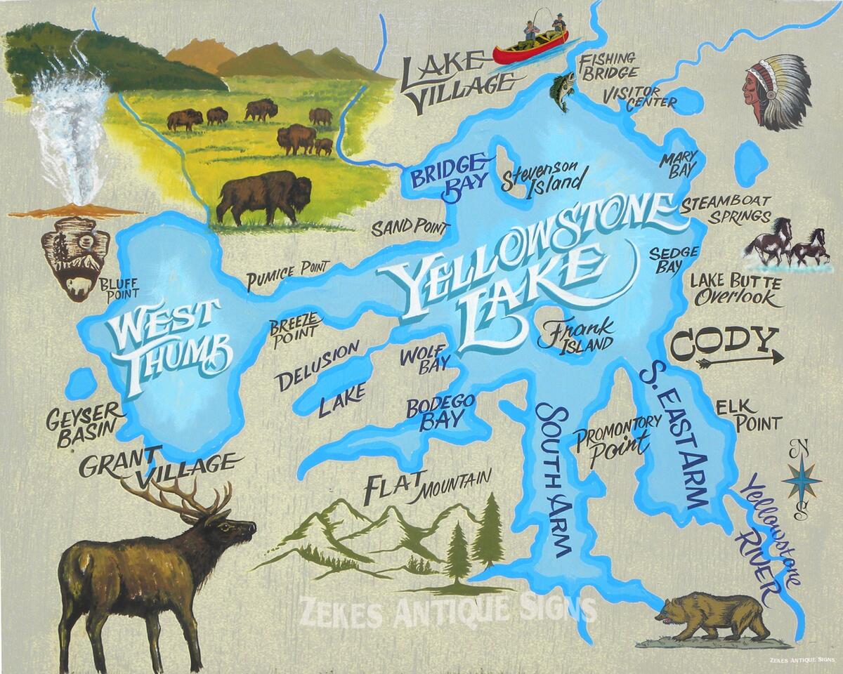 Yellowstone National Park Map Art Print Wildlife And Key Worksheets Library